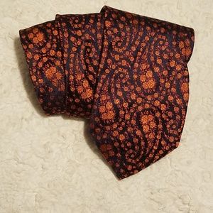 Pavone 100% Silk Rose Pattern Navy Tie
